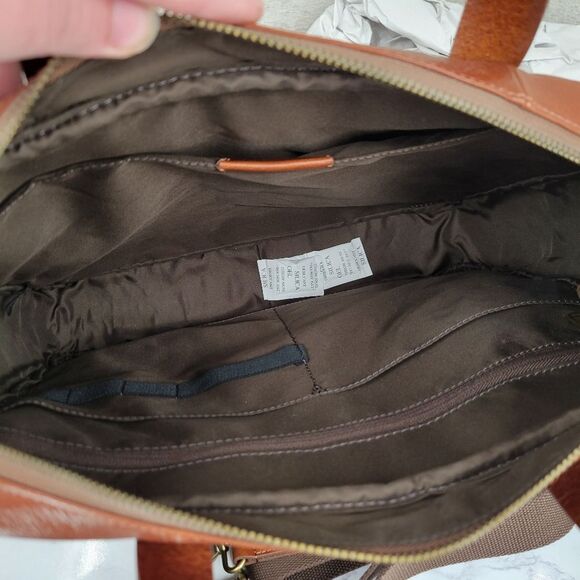 Fossil Leather Brief Workbag Cognac Breifcase Bag - Picture 9 of 16